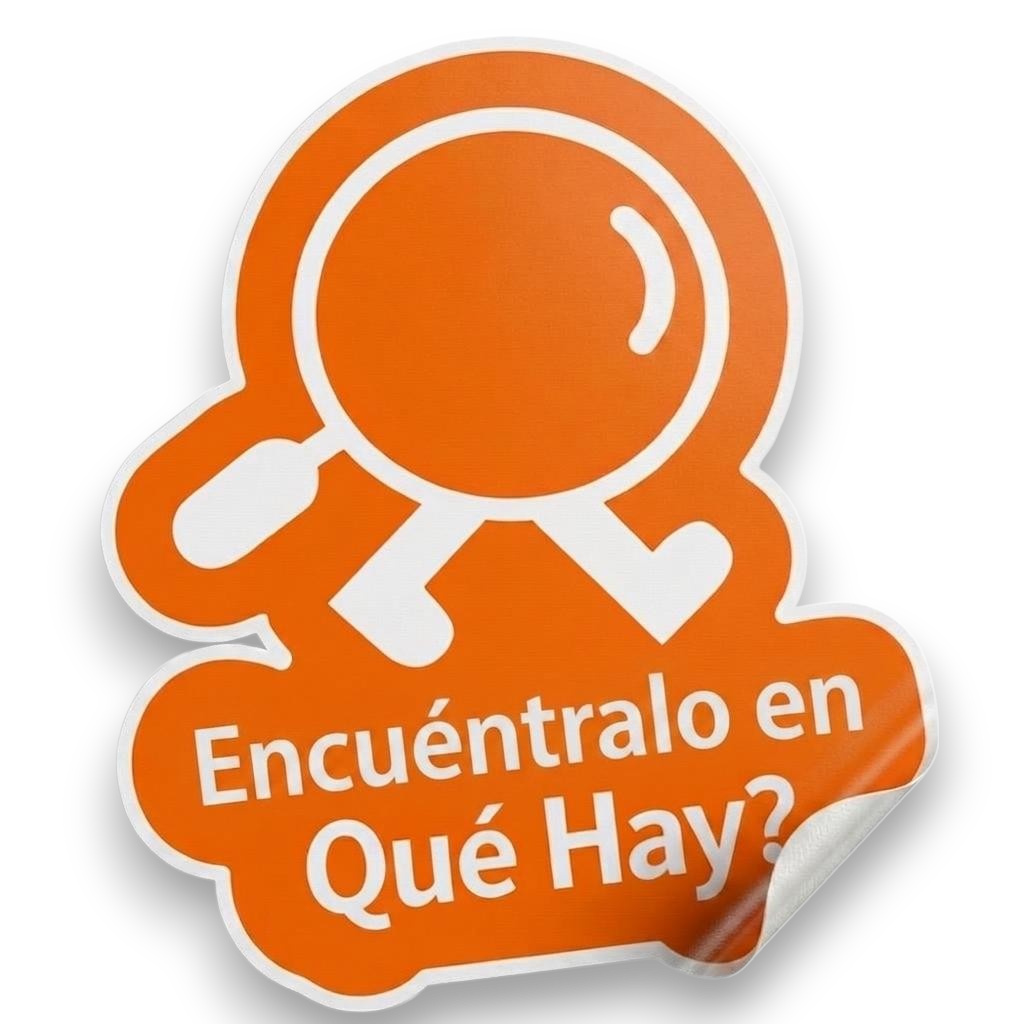 Sticker «Encuéntralo en Qué Hay?»